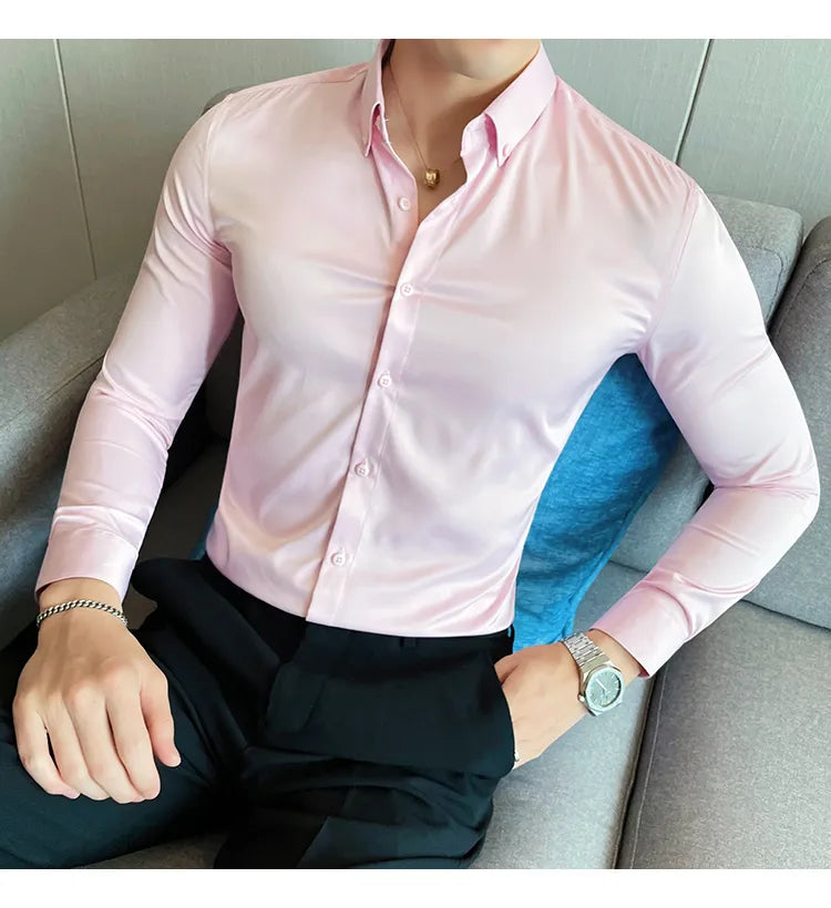 Mens Solid Light pink Formal Shirt