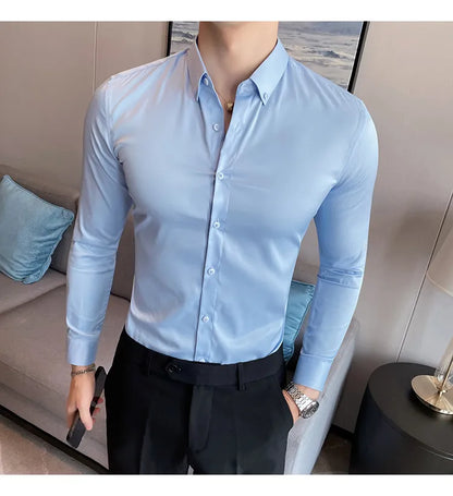 Mens Solid Pastel Blue Formal Shirt