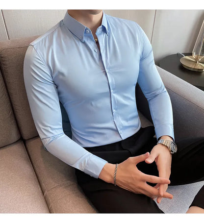 Mens Solid Pastel Blue Formal Shirt