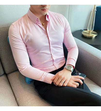 Mens Solid Light pink Formal Shirt